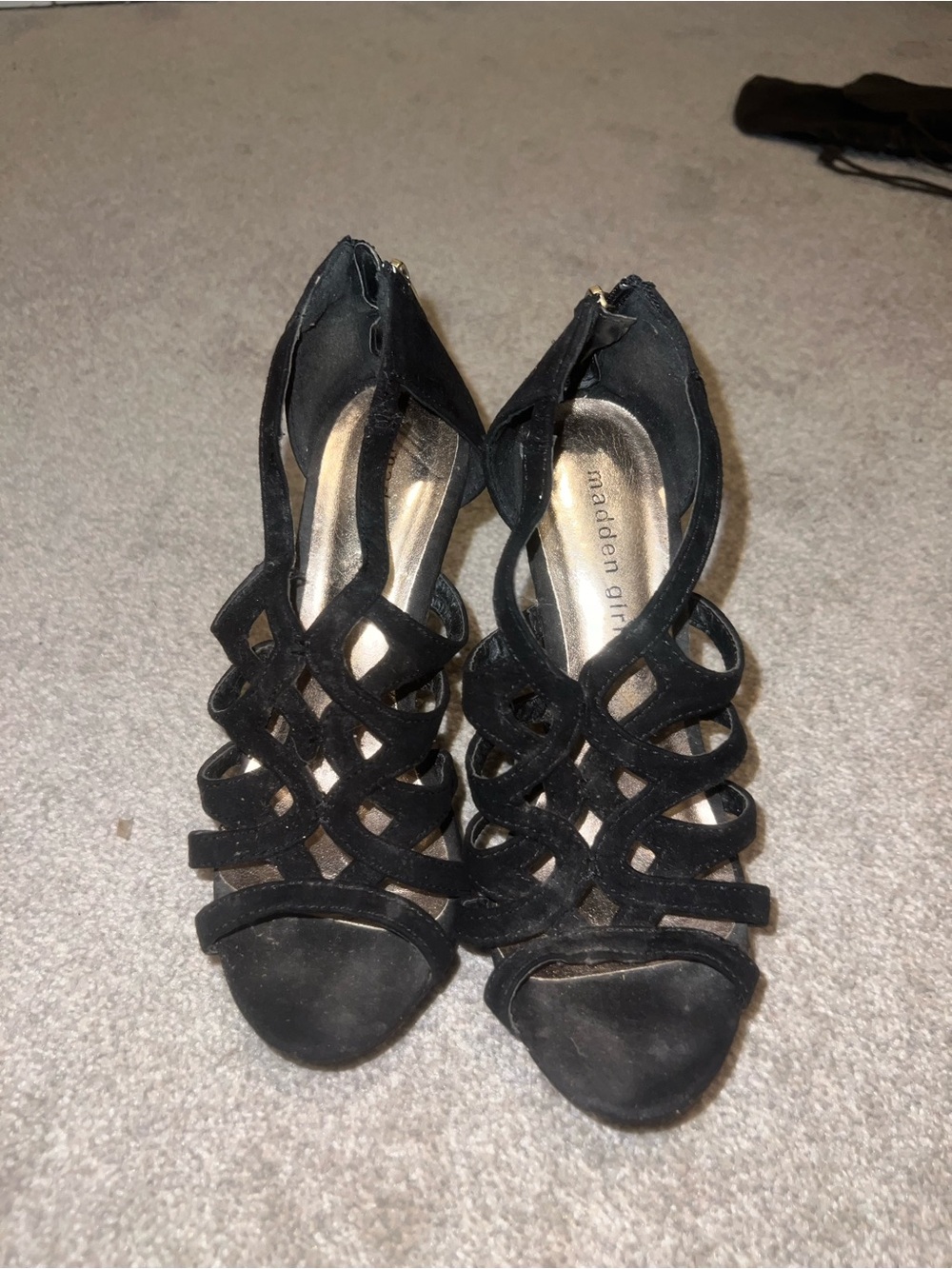 Madden Girl Black Strappy Cage High Heels